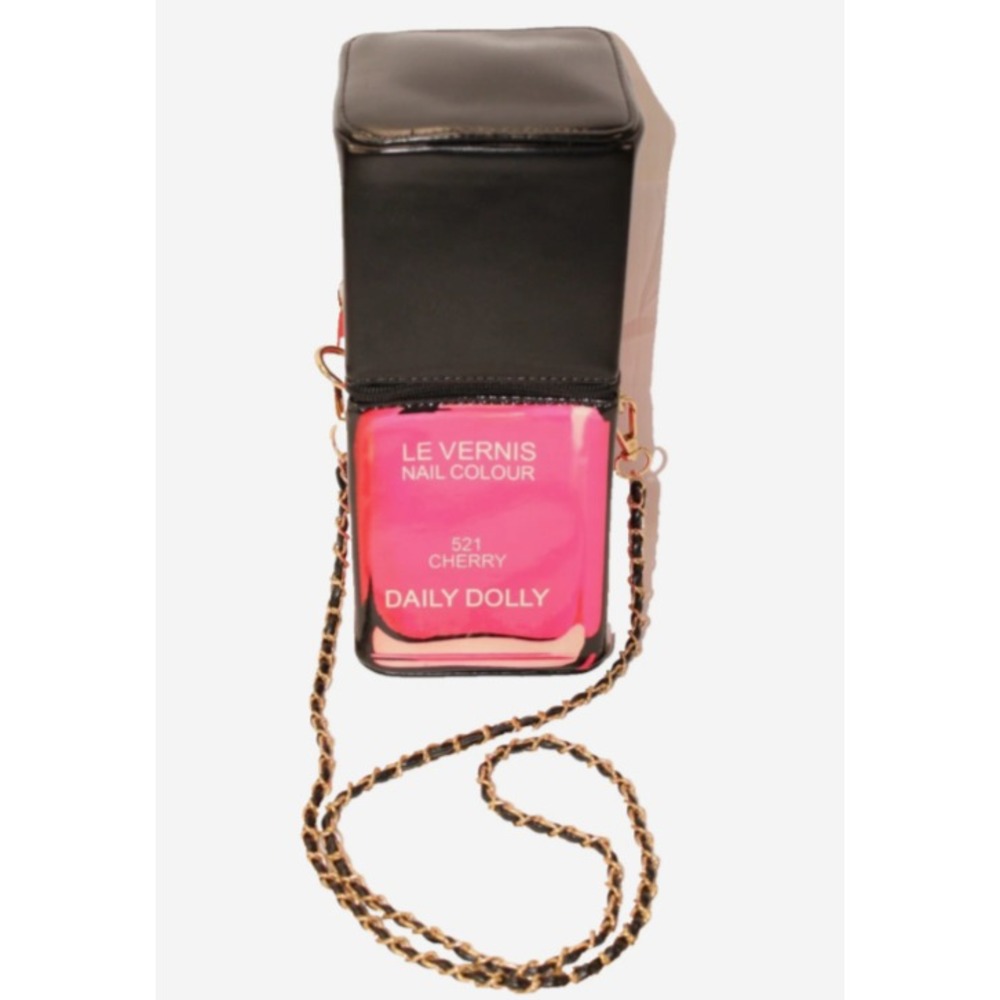 NWOT Le Vernis 521 Cherry Daily Dolly Nail Polish Bottle Crossbody Purse HandBag